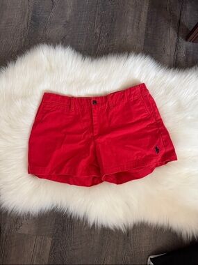 NWOT Ralph Lauren Red Women's Chino Shorts with Navy Polo Logo